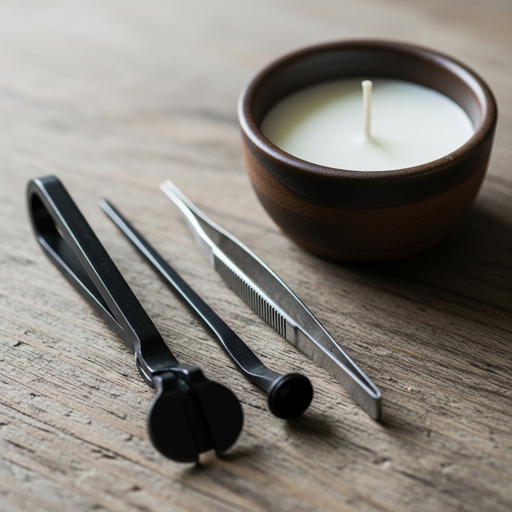 Wick trimming and maintenance for candles